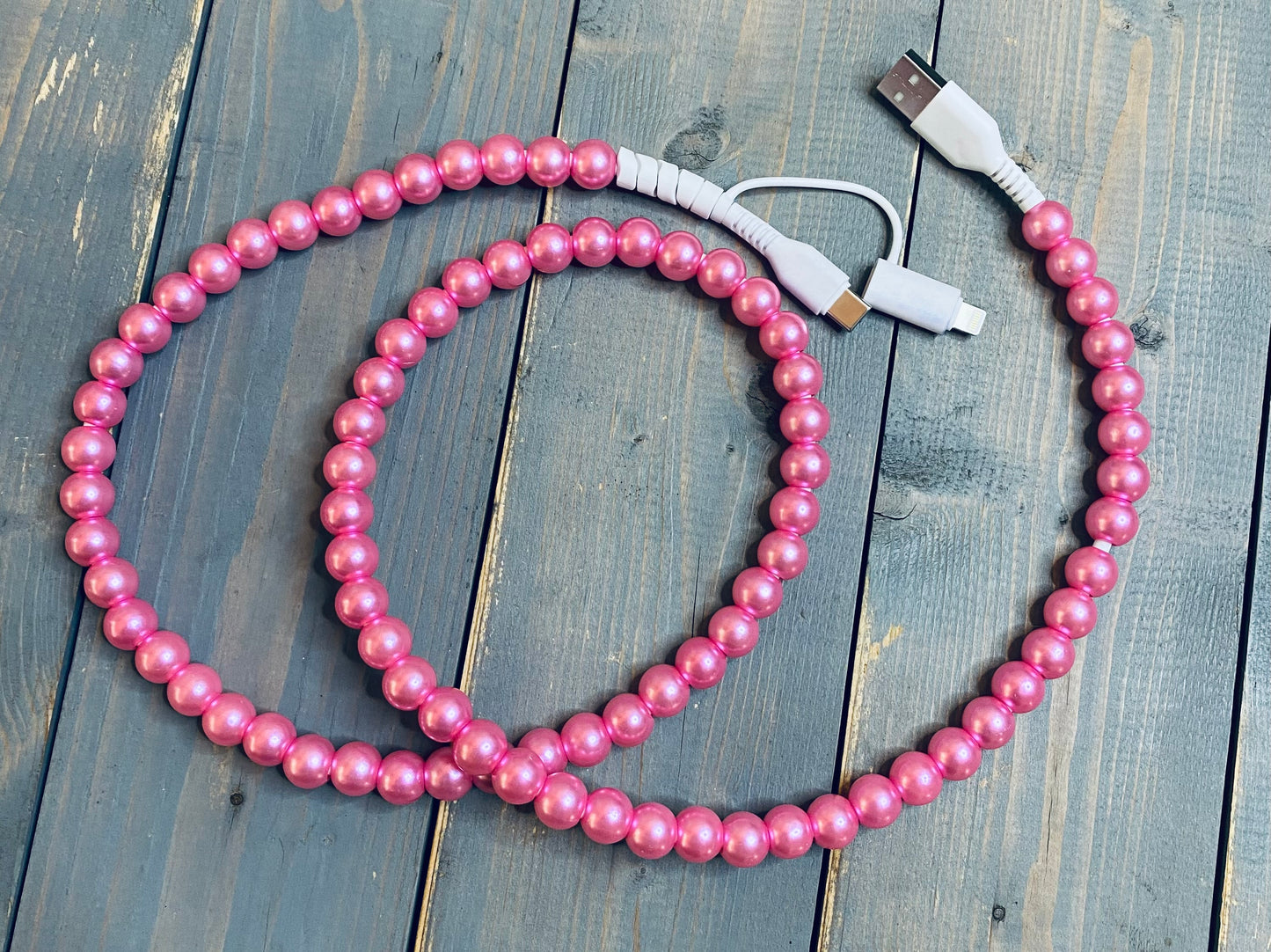 Pink Pearl phone charger - TYPE C & iphone!!