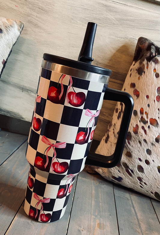 Cherry checkered 40oz tumbler
