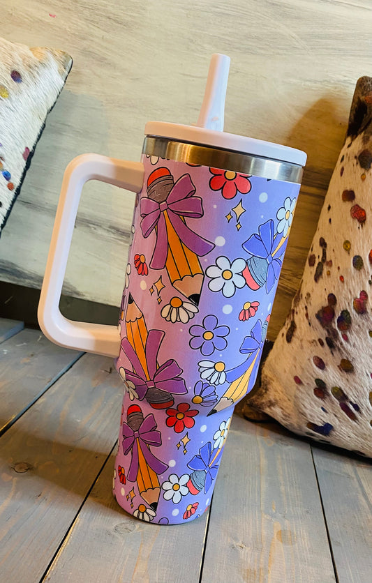 Pencil 40 oz sip tumbler