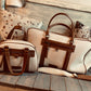 Brown & white purse - duffle