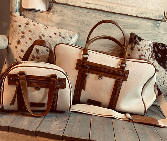 Brown & white purse - duffle