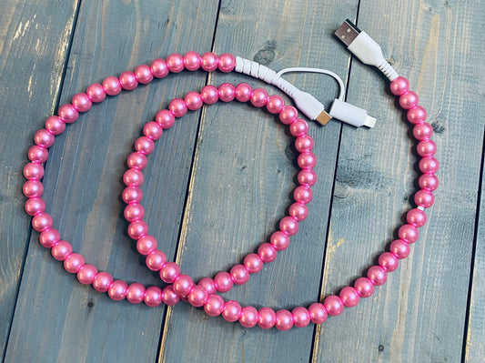Pink Pearl phone charger - TYPE C & iphone!!